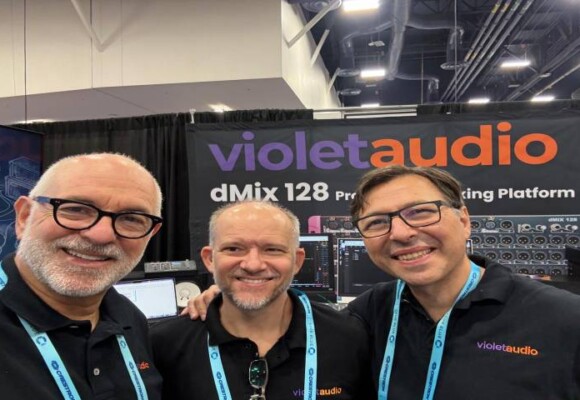 Wagner_Susin_Olesh Phil Wagner (left) and Danny Olesh (right) introduce new AI integrations into the mixers of Violet Audio. Photo provided by Violet Audio US.